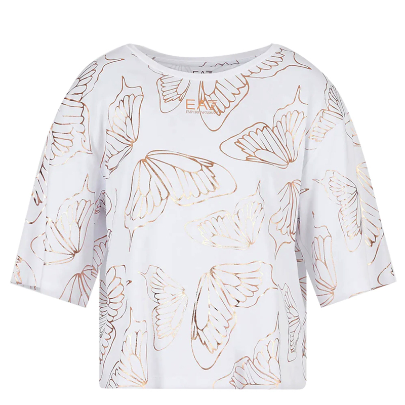 Poze Tricou EA7 W Crop Tee Allover Print Various Brands