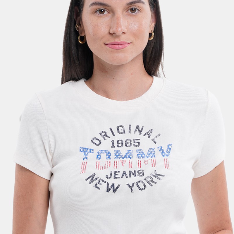 Tricou Tommy Hilfiger TJW SLIM SH TOMMY NY RIB TEE
