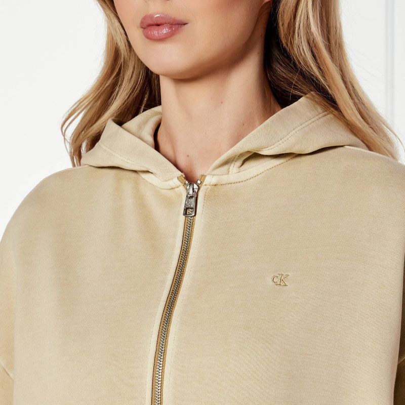 Bluza cu fermoar Calvin Klein BOLD WASHED CK APPLIQUEZIP-THRU