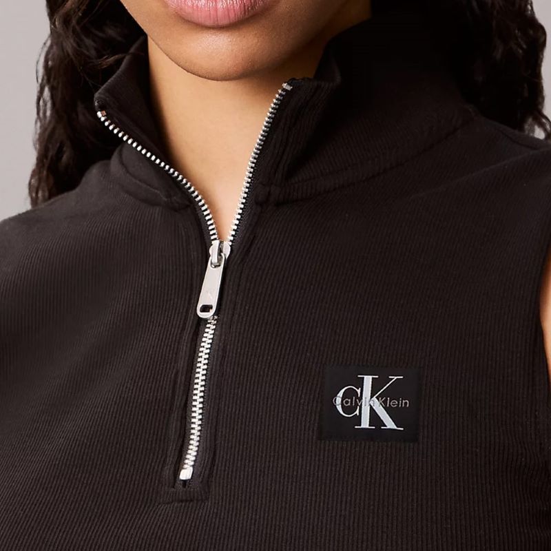 Bluza cu fermoar Calvin Klein A- WOVEN LABEL SL QZ TOP