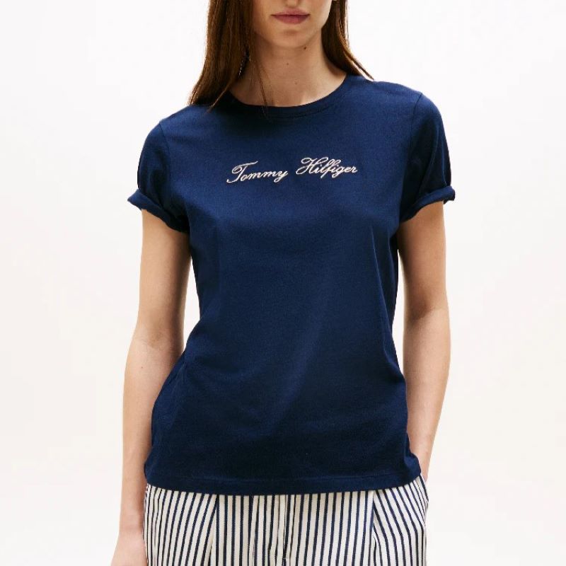Tricou Tommy Hilfiger LUREX SCRIPT REG C-NK SS TEE