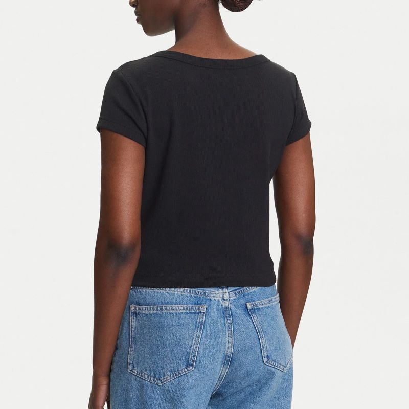 Tricou Calvin Klein A- WOVEN LABEL 2X2 RIB BABYTEE - imagine 2