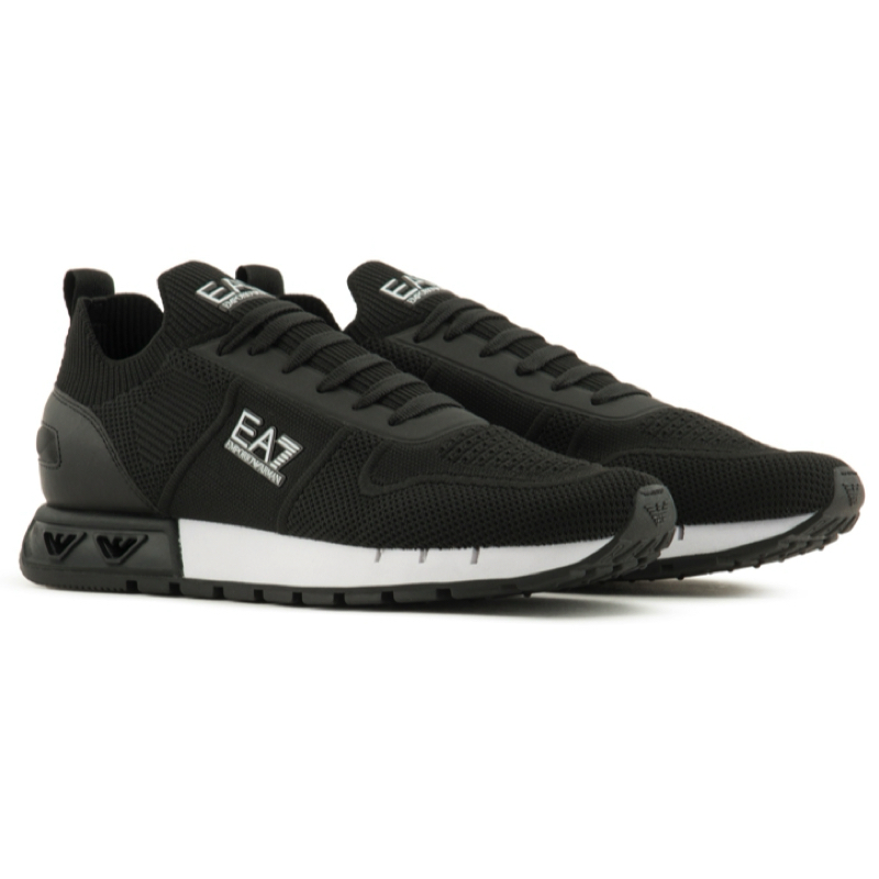 Pantofi sport EA7 Black and White Legacy knit - imagine 2
